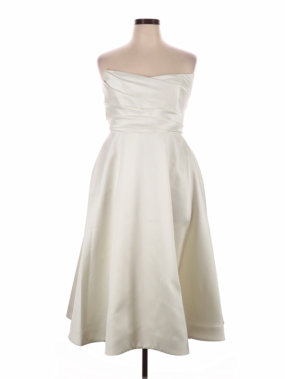 Dessy Collection Strapless Cream Midi Dress SIZE 16R